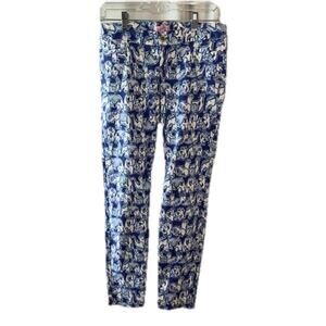 Lilly Pulitzer Blue ELEPHANTS Kelly Lets Get Trunky Ankle Cropped Pants Size 2